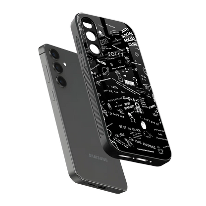 Minimalistic Black Aesthetic Collage sleek samsung galaxy a55 5g cover with tempered glass back and TPU edges