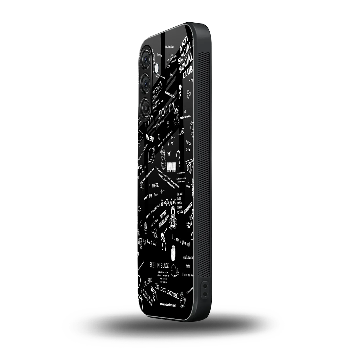 Minimalistic Black Aesthetic Collage samsung galaxy a55 5g mobile cover | shockproof glass phone case