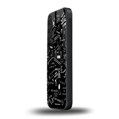 Minimalistic Black Aesthetic Collage samsung galaxy a55 5g mobile cover | shockproof glass phone case