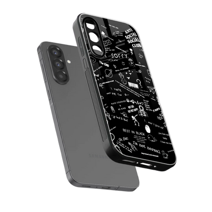 Minimalistic Black Aesthetic Collage sleek samsung galaxy a37 5g cover with tempered glass back and TPU edges