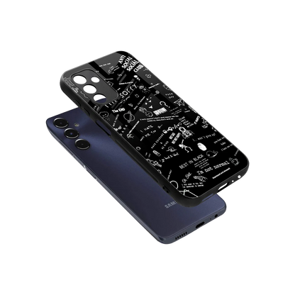Minimalistic Black Aesthetic Collage sleek samsung galaxy m14 5g cover with tempered glass back and TPU edges