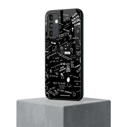 Minimalistic Black Aesthetic Collage samsung galaxy m14 5g mobile cover | shockproof glass phone case