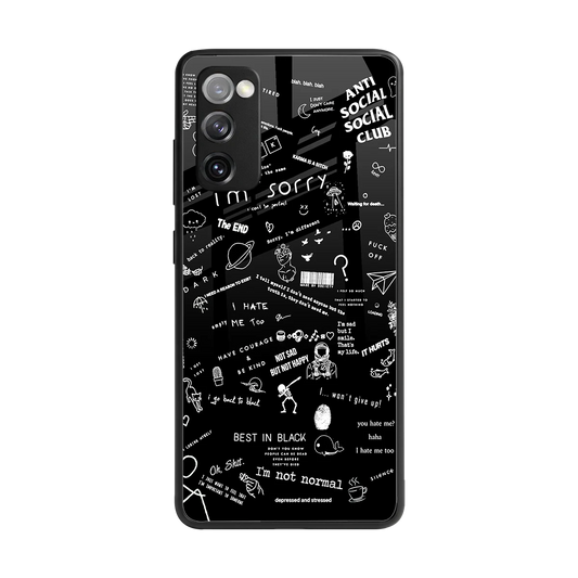 Minimalistic Black Aesthetic Collage back phone cover | glass case for samsung galaxy s20 fe