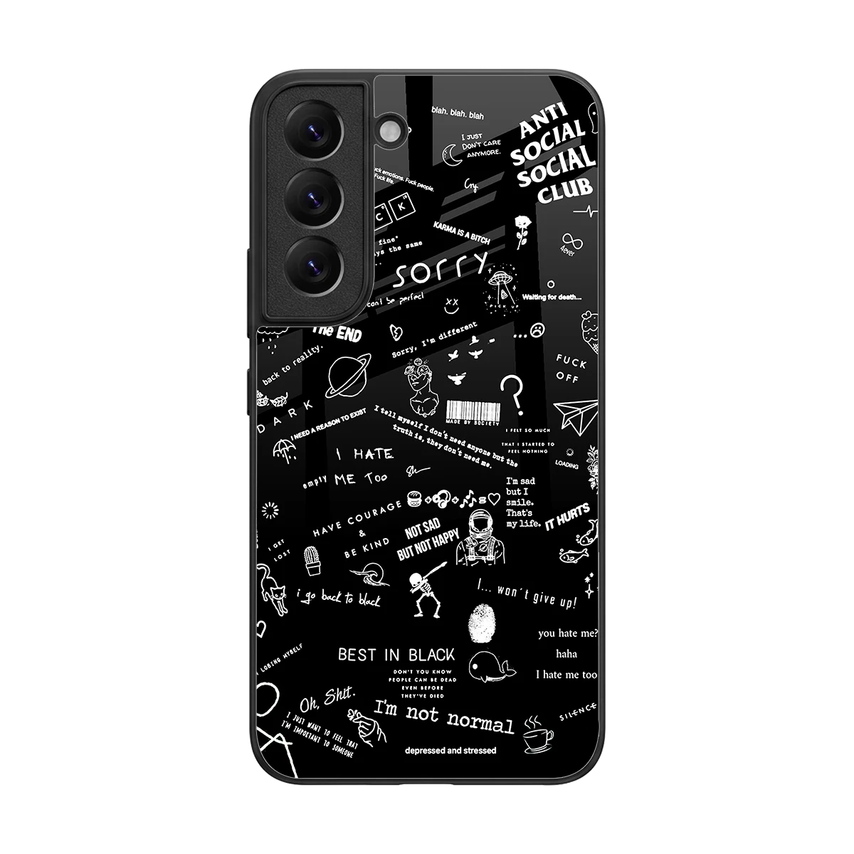 Minimalistic Black Aesthetic Collage back phone cover | glass case for samsung galaxy s22