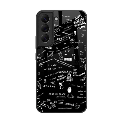 Minimalistic Black Aesthetic Collage back phone cover | glass case for samsung galaxy s22