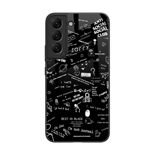 Minimalistic Black Aesthetic Collage back phone cover | glass case for samsung galaxy s22