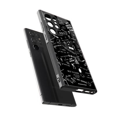 Minimalistic Black Aesthetic Collage sleek samsung galaxy s23 ultra cover with tempered glass back and TPU edges