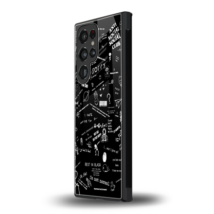 Minimalistic Black Aesthetic Collage samsung galaxy s23 ultra mobile cover | shockproof glass phone case