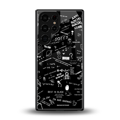 Minimalistic Black Aesthetic Collage back phone cover | glass case for samsung galaxy s25 ultra