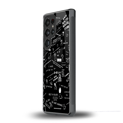 Minimalistic Black Aesthetic Collage samsung galaxy s25 ultra mobile cover | shockproof glass phone case