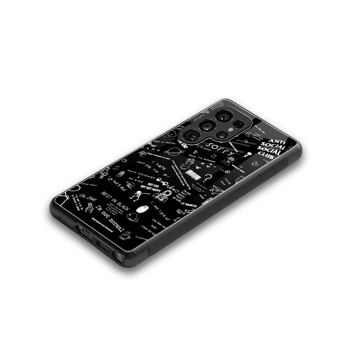 Minimalistic Black Aesthetic Collage stylish phone case for samsung galaxy s25 ultra | glossy glass and slim fit
