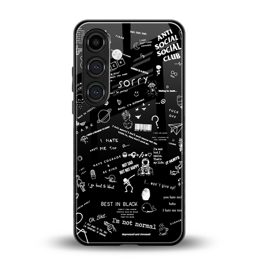 Minimalistic Black Aesthetic Collage back phone cover | glass case for samsung galaxy s23 fe