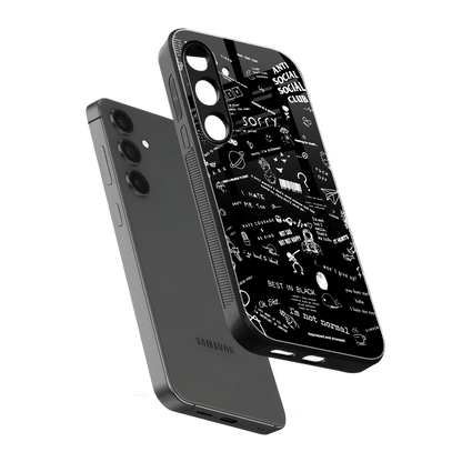 Minimalistic Black Aesthetic Collage sleek samsung galaxy s24 plus cover with tempered glass back and TPU edges