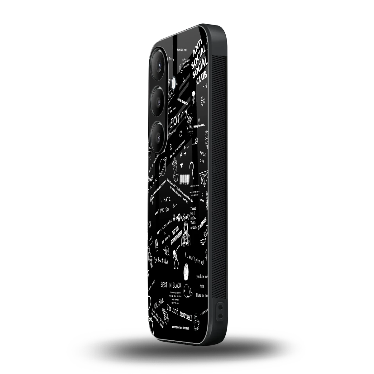 Minimalistic Black Aesthetic Collage samsung galaxy s24 mobile cover | shockproof glass phone case