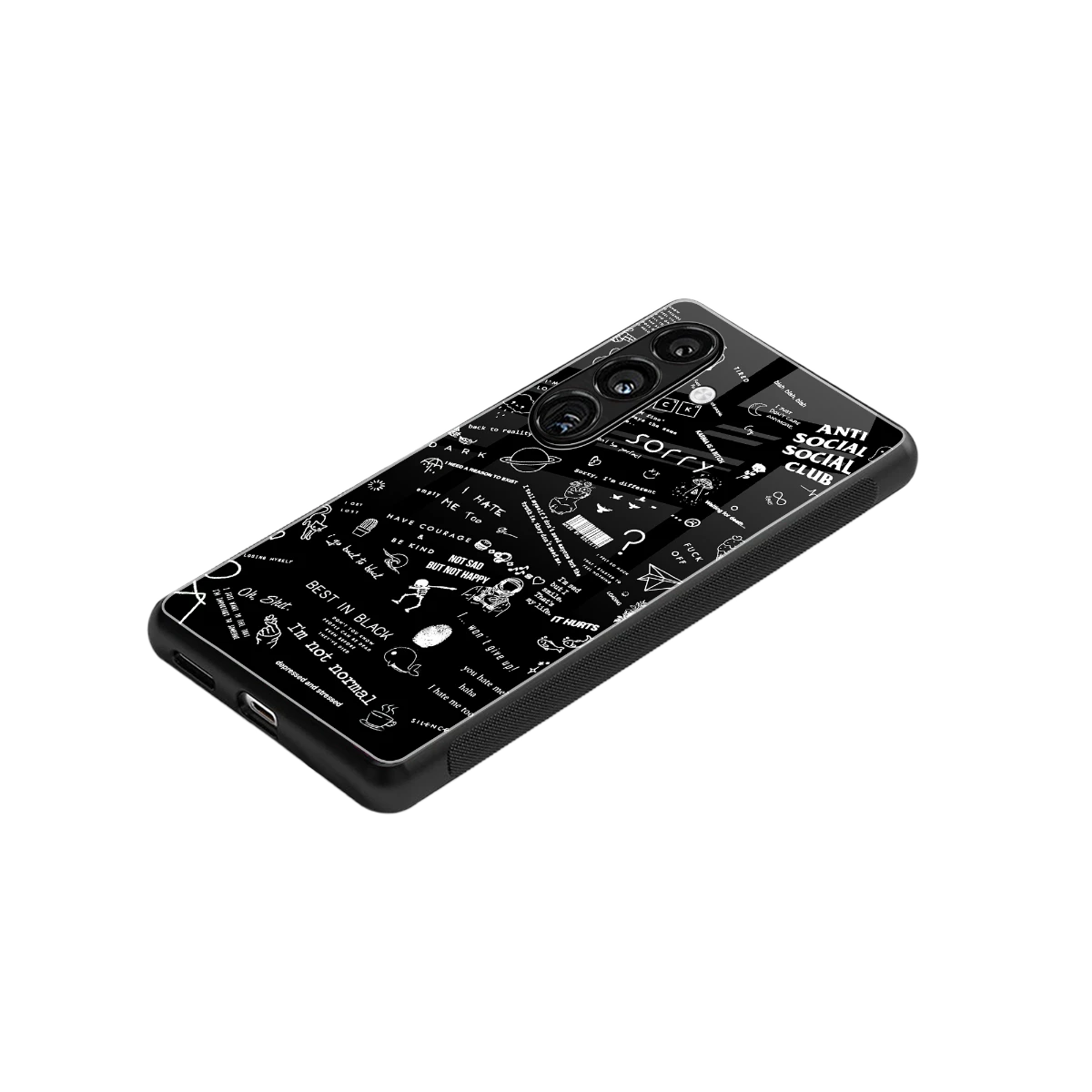 Minimalistic Black Aesthetic Collage stylish phone case for samsung galaxy s23 fe | glossy glass and slim fit