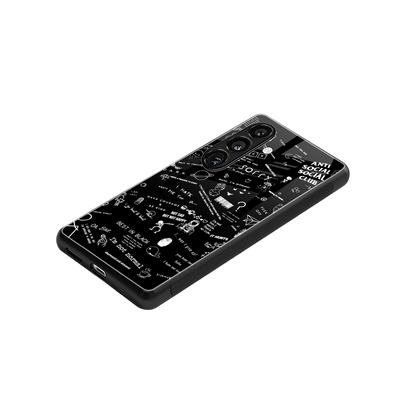 Minimalistic Black Aesthetic Collage stylish phone case for samsung galaxy s24 fe | glossy glass and slim fit