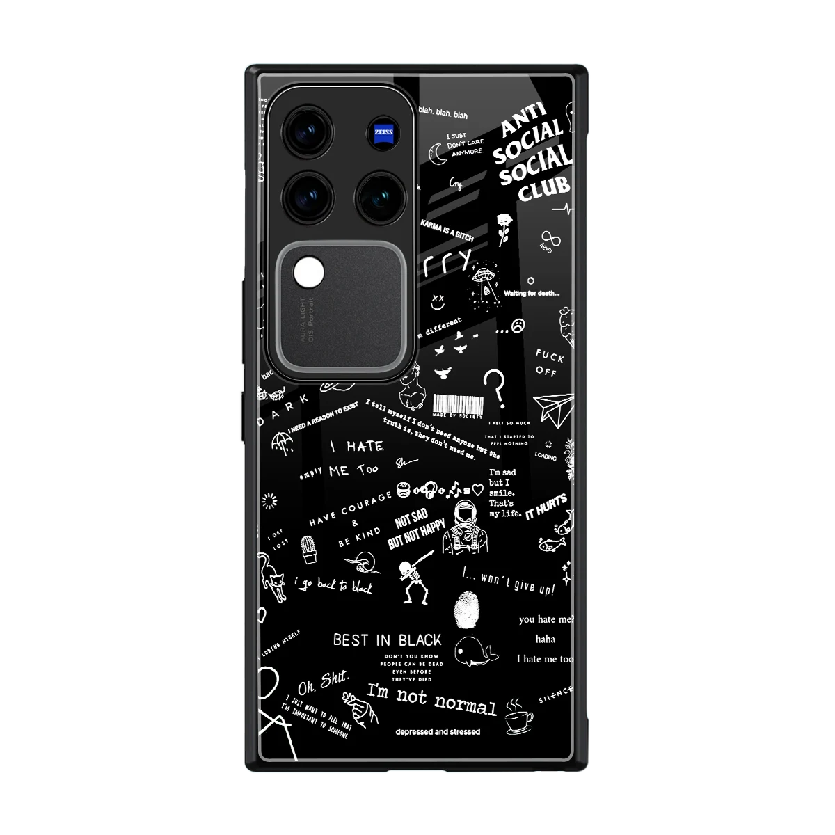 Minimalistic Black Aesthetic Collage back phone cover | glass case forvivo v30 pro