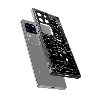 Minimalistic Black Aesthetic Collage sleekvivo v30 pro cover with tempered glass back and TPU edges