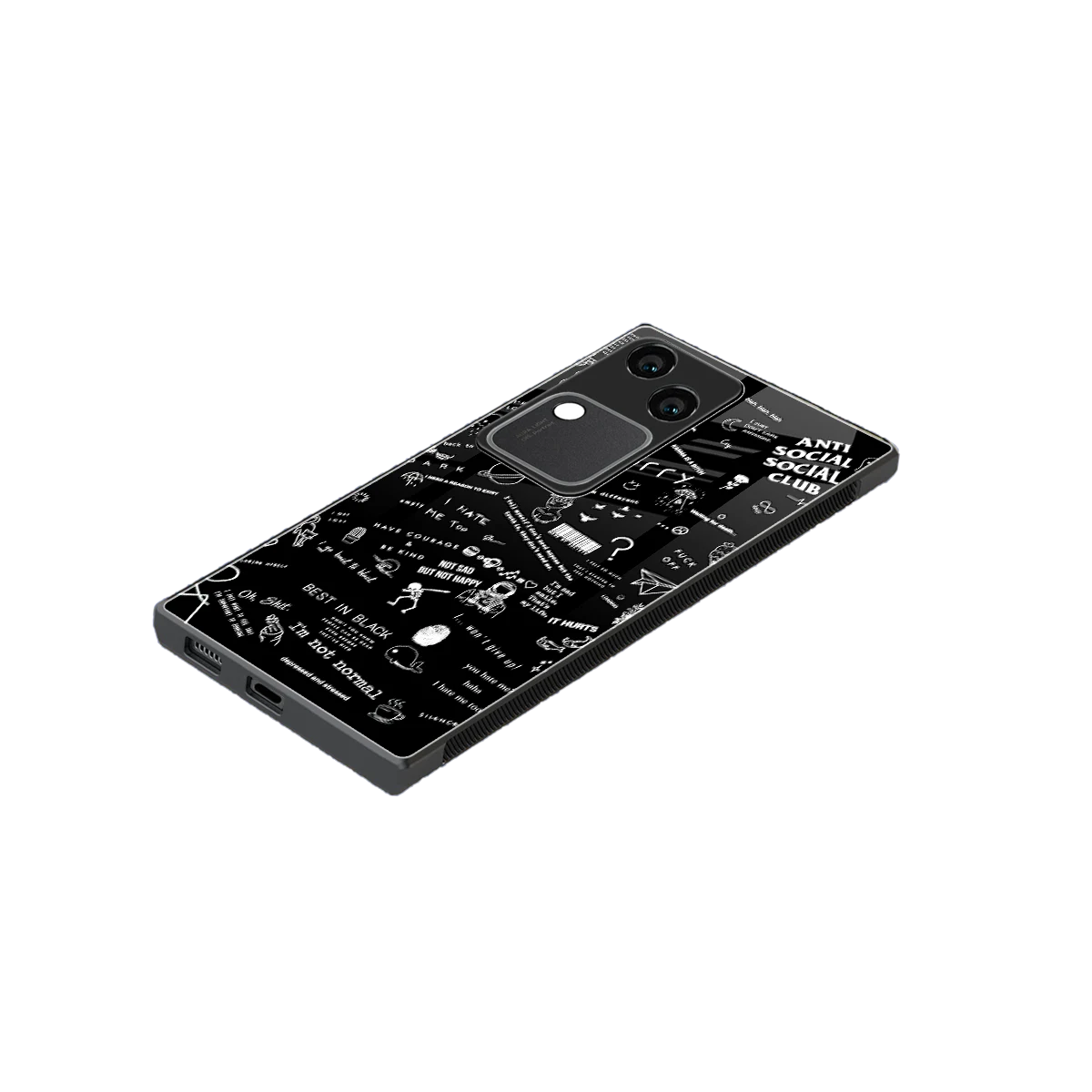 Minimalistic Black Aesthetic Collage stylish phone case for vivo v30 | glossy glass and slim fit
