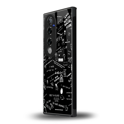 Minimalistic Black Aesthetic Collage vivo v40 pro mobile cover | shockproof glass phone case