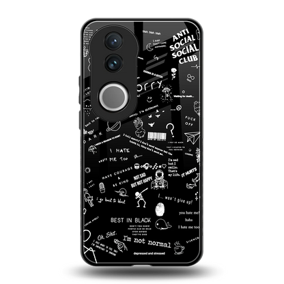 Minimalistic Black Aesthetic Collage back phone cover | glass case for vivo v50