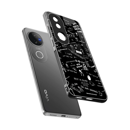 Minimalistic Black Aesthetic Collage sleek vivo v50 cover with tempered glass back and TPU edges