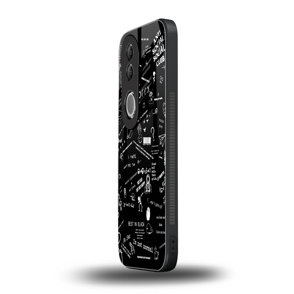 Minimalistic Black Aesthetic Collage vivo v50 mobile cover | shockproof glass phone case