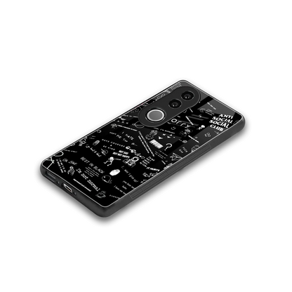 Minimalistic Black Aesthetic Collage stylish phone case for vivo v50 | glossy glass and slim fit