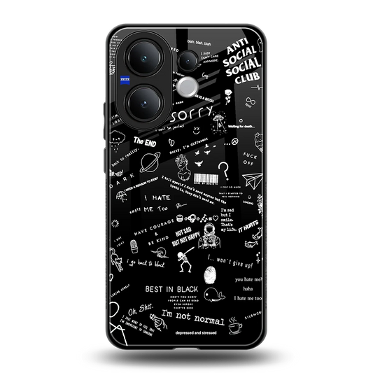 Minimalistic Black Aesthetic Collage back phone cover | glass case for vivo v60