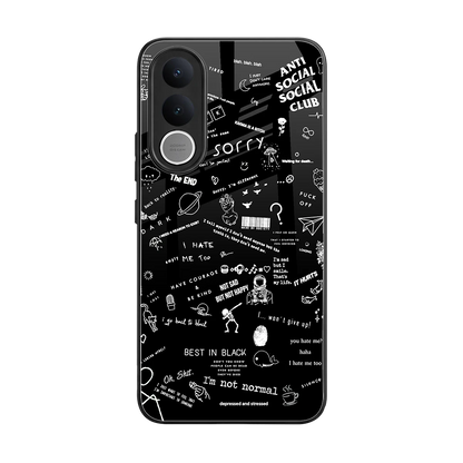 Minimalistic Black Aesthetic Collage back phone cover | glass case for vivo v70 fe