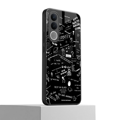 Minimalistic Black Aesthetic Collage vivo v70 fe mobile cover | shockproof glass phone case