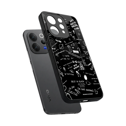 Minimalistic Black Aesthetic Collage sleek vivo v70 elite cover with tempered glass back and TPU edges