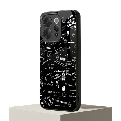 Minimalistic Black Aesthetic Collage vivo v70 elite mobile cover | shockproof glass phone case