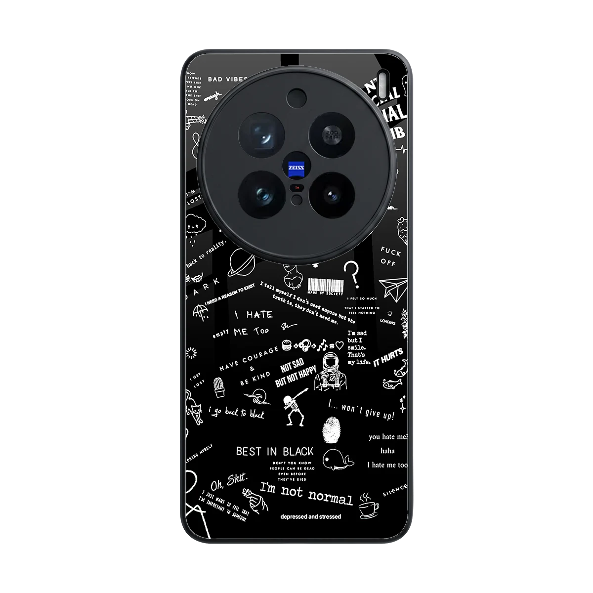 Minimalistic Black Aesthetic Collage back phone cover | glass case for vivo x200 pro