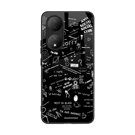 Minimalistic Black Aesthetic Collage back phone cover | glass case for Vivo-y100