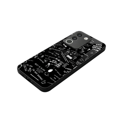 Minimalistic Black Aesthetic Collage stylish phone case for vivo y200 5g | glossy glass and slim fit