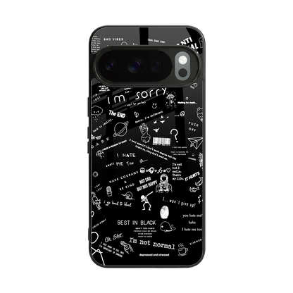 Minimalistic Black Aesthetic Collage back phone cover | glass case for google pixel 10 pro