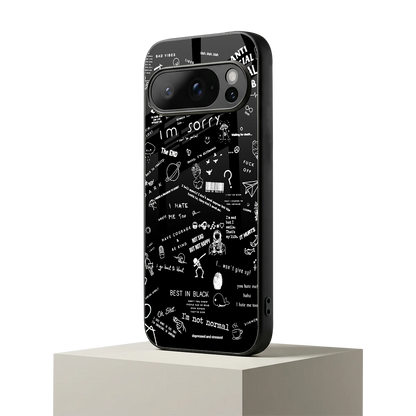Minimalistic Black Aesthetic Collage google pixel 10 pro mobile cover | shockproof glass phone case