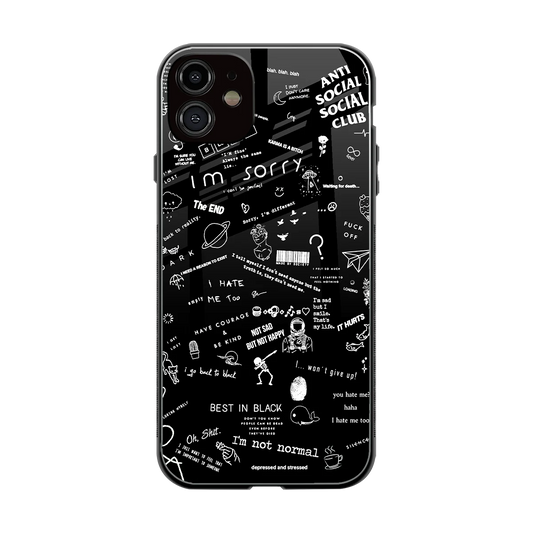 Minimalistic Black Aesthetic Collage back phone cover | glass case for iphone 12