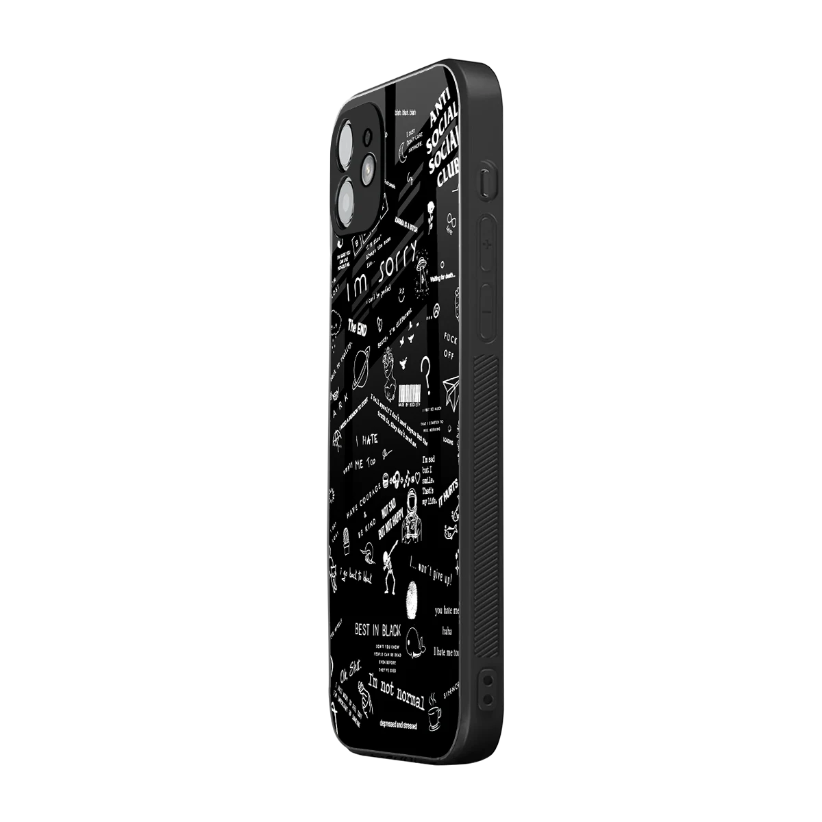 Minimalistic Black Aesthetic Collage iphone 12 mobile cover | shockproof glass phone case