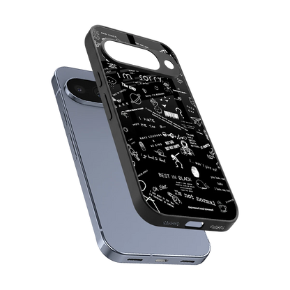 Minimalistic Black Aesthetic Collage sleek google pixel 10 cover with tempered glass back and TPU edges