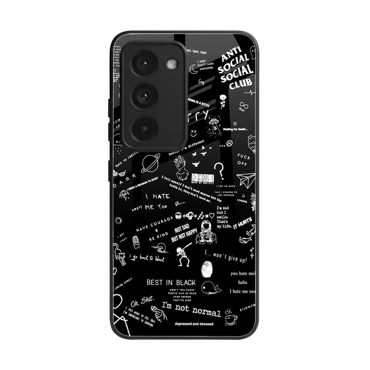 Minimalistic Black Aesthetic Collage back phone cover | glass case for redmi 15 5g