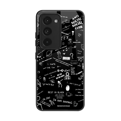 Minimalistic Black Aesthetic Collage back phone cover | glass case for redmi 15 5g