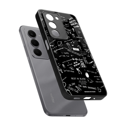 Minimalistic Black Aesthetic Collage sleek redmi 15 5g cover with tempered glass back and TPU edges