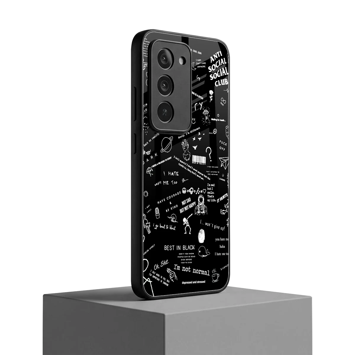 Minimalistic Black Aesthetic Collage redmi 15 5g mobile cover | shockproof glass phone case