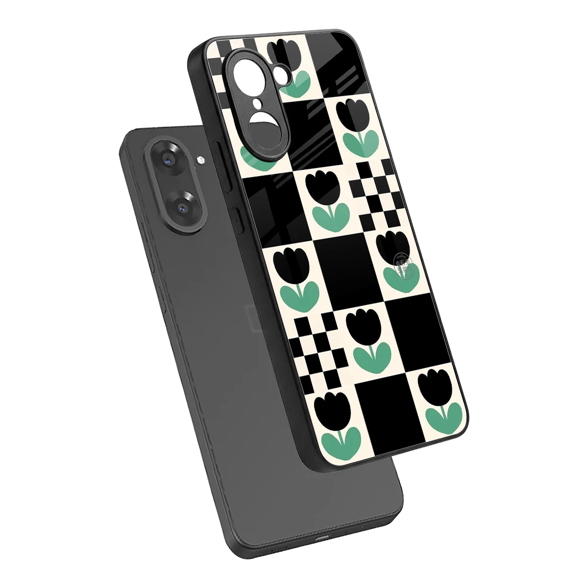 Minimalistic Flower Pattern sleek oneplus nord ce5 5g cover with tempered glass back and TPU edges