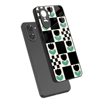 Minimalistic Flower Pattern sleek oneplus nord ce5 5g cover with tempered glass back and TPU edges