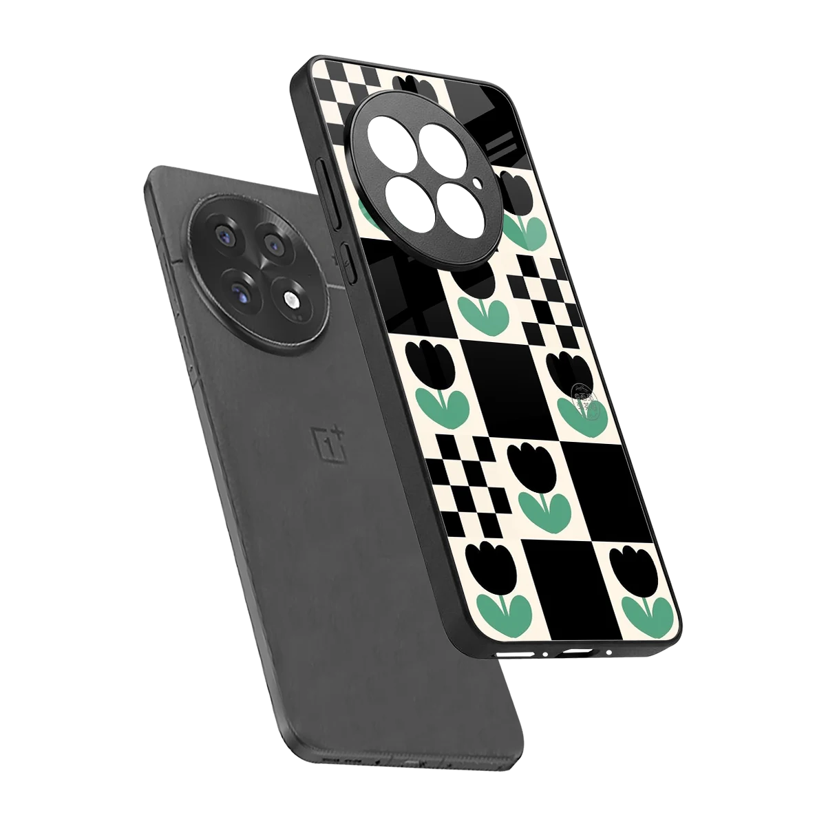 Minimalistic Flower Pattern sleek oneplus 13 cover with tempered glass back and TPU edges