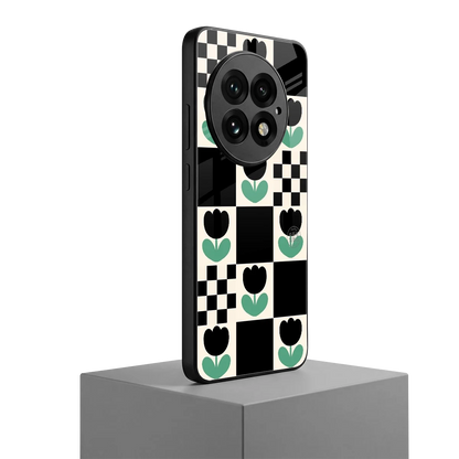 Minimalistic Flower Pattern oneplus 13 mobile cover | shockproof glass phone case