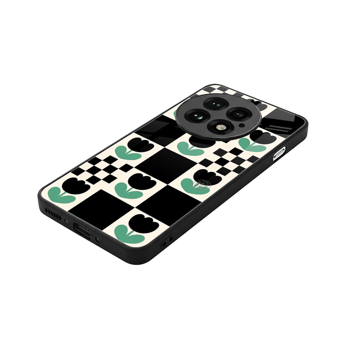 Minimalistic Flower Pattern stylish phone case for oneplus 13 | glossy glass and slim fit